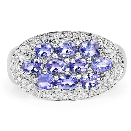Bids.com 1.70 Carat Genuine Tanzanite .925 Sterling Silver Ring Rings