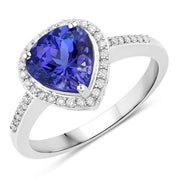 Bids.com 2.33 Carat Genuine Tanzanite and White Diamond 14K White Gold Ring Rings