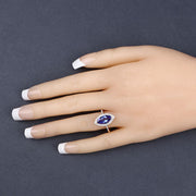 Bids.com 2.33 Carat Genuine Tanzanite and White Diamond 14K Yellow Gold Ring Rings