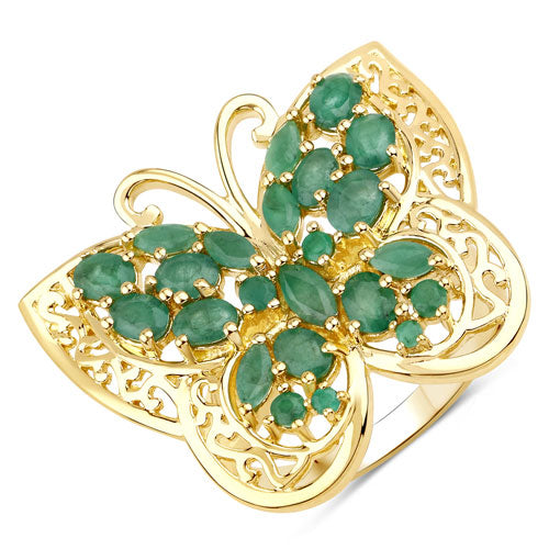 Bids.com 2.09 Carat Genuine Emerald .925 Sterling Silver Ring Rings