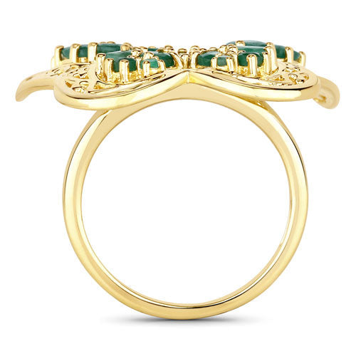 Bids.com 2.09 Carat Genuine Emerald .925 Sterling Silver Ring Rings