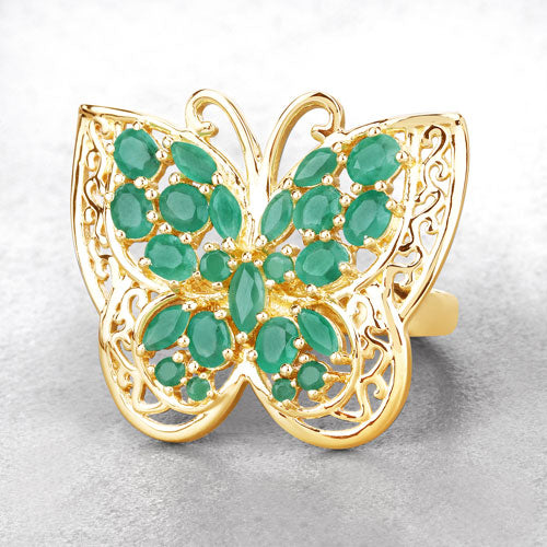 Bids.com 2.09 Carat Genuine Emerald .925 Sterling Silver Ring Rings