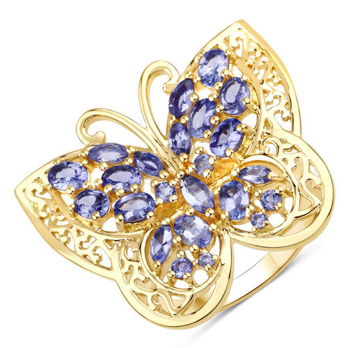 Bids.com 2.50 Carat Genuine Tanzanite .925 Sterling Silver Ring Rings