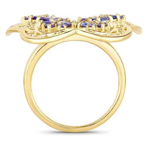Bids.com 2.50 Carat Genuine Tanzanite .925 Sterling Silver Ring Rings