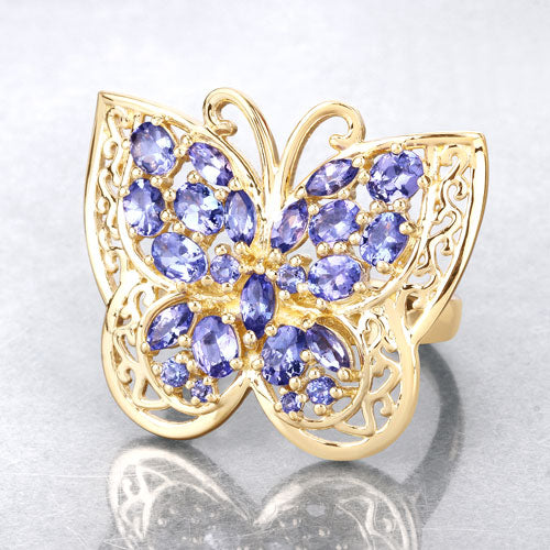 Bids.com 2.50 Carat Genuine Tanzanite .925 Sterling Silver Ring Rings