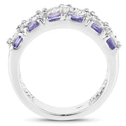 Bids.com 2.05 Carat Genuine Tanzanite and White Topaz .925 Sterling Silver Ring Rings