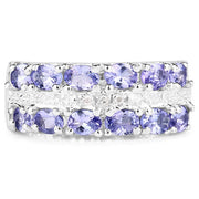 Bids.com 2.05 Carat Genuine Tanzanite and White Topaz .925 Sterling Silver Ring Rings