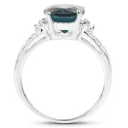 Bids.com 2.64 Carat Genuine London Blue Topaz and White Topaz .925 Sterling Silver Ring Rings