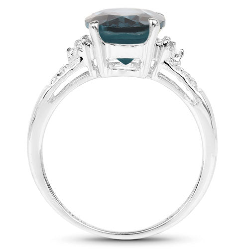 Bids.com 2.64 Carat Genuine London Blue Topaz and White Topaz .925 Sterling Silver Ring Rings