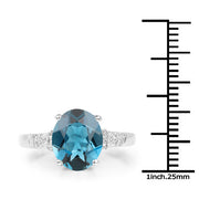 Bids.com 2.64 Carat Genuine London Blue Topaz and White Topaz .925 Sterling Silver Ring Rings