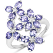 Bids.com 2.89 Carat Genuine Tanzanite .925 Sterling Silver Ring Rings