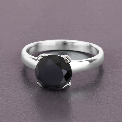 Bids.com 3.00 Carat Genuine Black Diamond 14K White Gold Ring Rings
