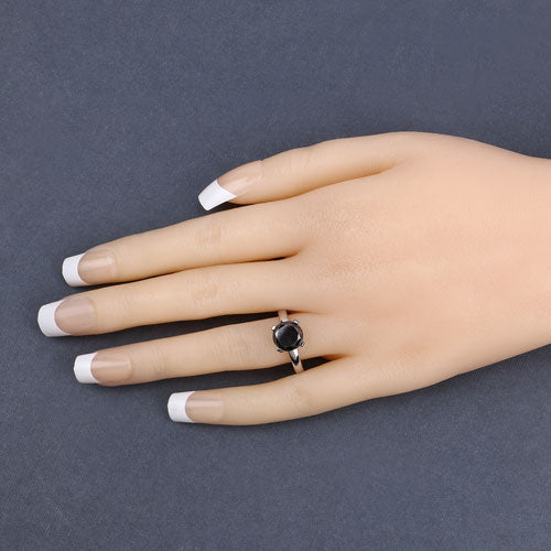 Bids.com 3.00 Carat Genuine Black Diamond 14K White Gold Ring Rings