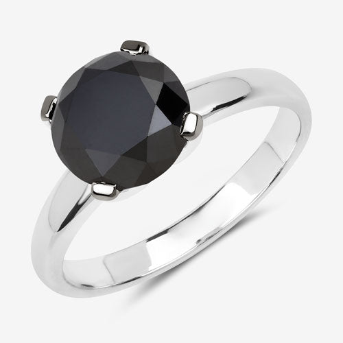 Bids.com 3.00 Carat Genuine Black Diamond 14K White Gold Ring Rings