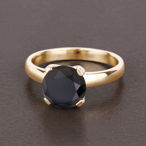 Bids.com 3.00 Carat Genuine Black Diamond 14K Yellow Gold Ring Rings