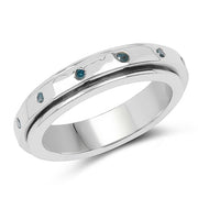 Bids.com 0.14 Carat Genuine Blue Diamond .925 Sterling Silver Ring Rings