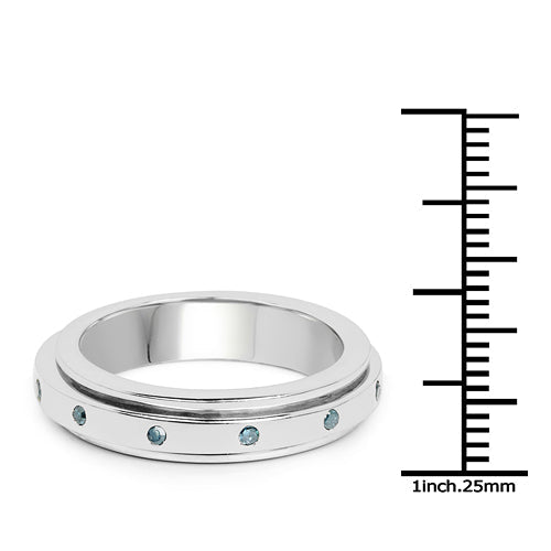 Bids.com 0.14 Carat Genuine Blue Diamond .925 Sterling Silver Ring Rings