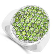 Bids.com 2.17 Carat Genuine Chrome Diopside .925 Sterling Silver Ring Rings