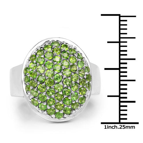 Bids.com 2.17 Carat Genuine Chrome Diopside .925 Sterling Silver Ring Rings