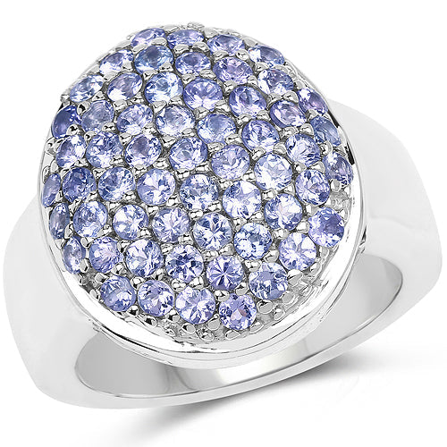 Bids.com 2.00 Carat Genuine Tanzanite .925 Sterling Silver Ring Rings