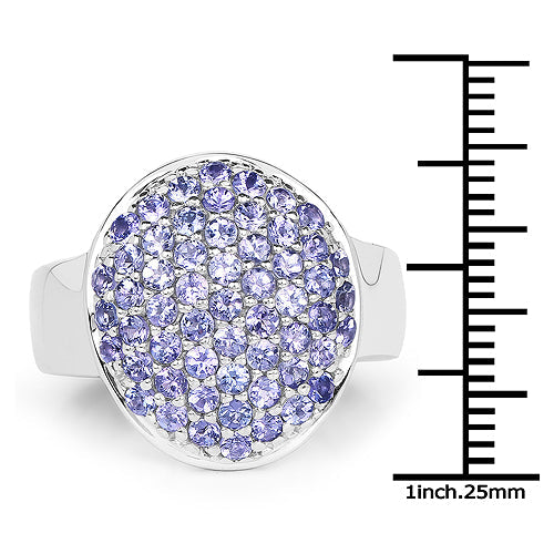 Bids.com 2.00 Carat Genuine Tanzanite .925 Sterling Silver Ring Rings
