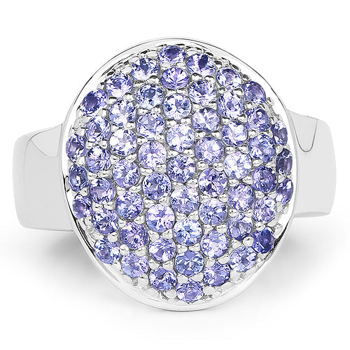 Bids.com 2.00 Carat Genuine Tanzanite .925 Sterling Silver Ring Rings