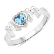 Bids.com 0.52 Carat Genuine Swiss Blue Topaz .925 Sterling Silver Ring Rings
