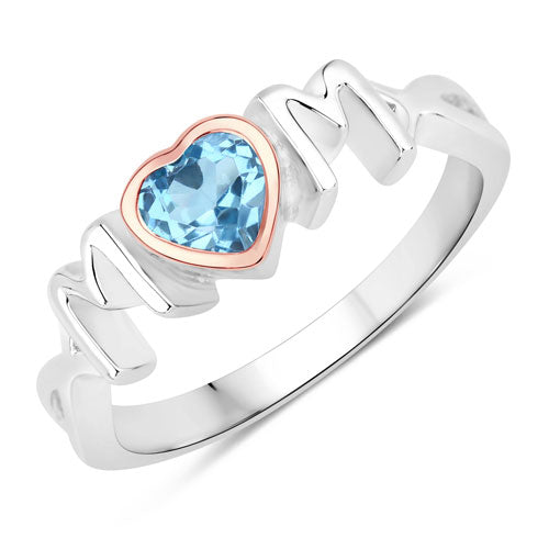 Bids.com 0.52 Carat Genuine Swiss Blue Topaz .925 Sterling Silver Ring Rings