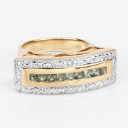 Bids.com 1.08 Carat Genuine Green Sapphire .925 Sterling Silver Ring Rings