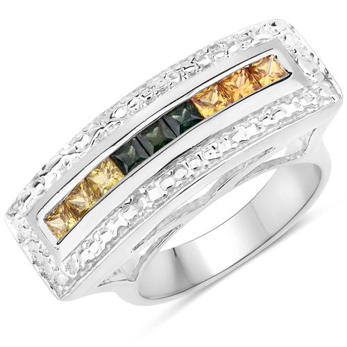 Bids.com 1.08 Carat Genuine Multi Sapphire .925 Sterling Silver Ring Rings
