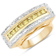 Bids.com 1.08 Carat Genuine Yellow Sapphire .925 Sterling Silver Ring Rings