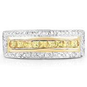 Bids.com 1.08 Carat Genuine Yellow Sapphire .925 Sterling Silver Ring Rings
