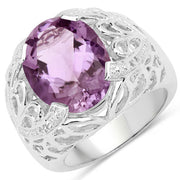 Bids.com 8.24 Carat Genuine Amethyst and White Topaz .925 Sterling Silver Ring Rings