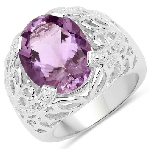 Bids.com 8.24 Carat Genuine Amethyst and White Topaz .925 Sterling Silver Ring Rings