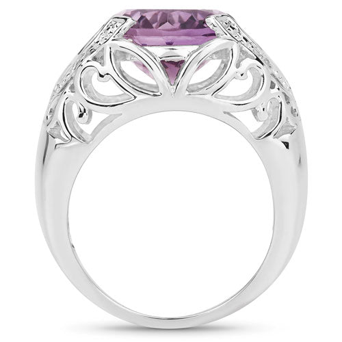 Bids.com 8.24 Carat Genuine Amethyst and White Topaz .925 Sterling Silver Ring Rings