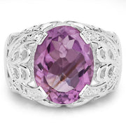 Bids.com 8.24 Carat Genuine Amethyst and White Topaz .925 Sterling Silver Ring Rings
