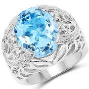 Bids.com 11.29 Carat Genuine Blue Topaz and White Topaz .925 Sterling Silver Ring Rings