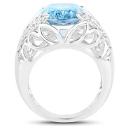 Bids.com 11.29 Carat Genuine Blue Topaz and White Topaz .925 Sterling Silver Ring Rings