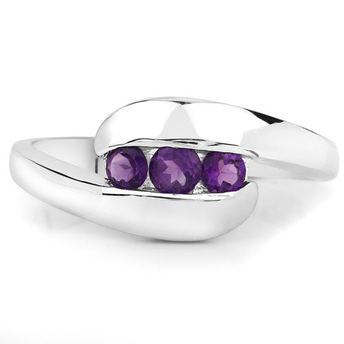 Bids.com 0.54 Carat Genuine Amethyst .925 Sterling Silver Ring Rings