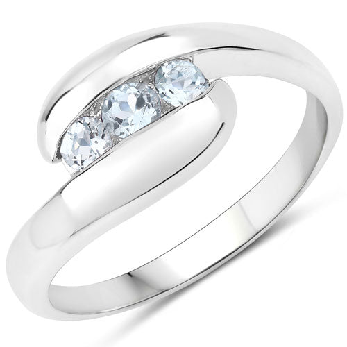 Bids.com 0.74 Carat Genuine Blue Topaz .925 Sterling Silver Ring Rings