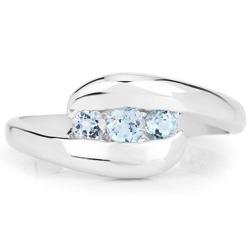 Bids.com 0.74 Carat Genuine Blue Topaz .925 Sterling Silver Ring Rings
