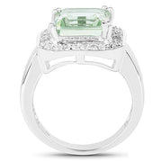 Bids.com 5.21 Carat Genuine Green Amethyst and White Topaz .925 Sterling Silver Ring Rings