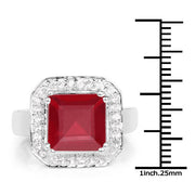 Bids.com 6.36 Carat Glass Filled Ruby and White Topaz .925 Sterling Silver Ring Rings