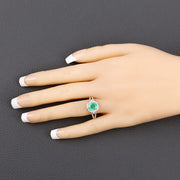 Bids.com 1.65 Carat Genuine Ethiopian Emerald and White Diamond 14K Yellow Gold Ring Rings