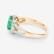 Bids.com 1.65 Carat Genuine Ethiopian Emerald and White Diamond 14K Yellow Gold Ring Rings