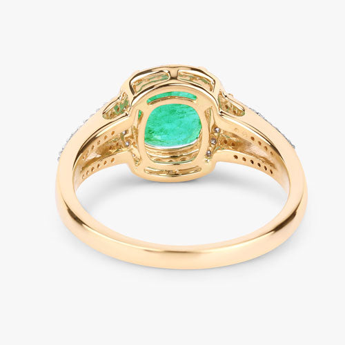 Bids.com 1.65 Carat Genuine Ethiopian Emerald and White Diamond 14K Yellow Gold Ring Rings