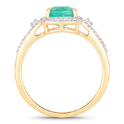 Bids.com 1.65 Carat Genuine Ethiopian Emerald and White Diamond 14K Yellow Gold Ring Rings