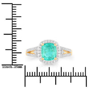 Bids.com 1.65 Carat Genuine Ethiopian Emerald and White Diamond 14K Yellow Gold Ring Rings
