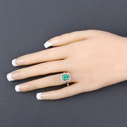 Bids.com 1.62 Carat Genuine Ethiopian Emerald and White Diamond 14K Yellow Gold Ring Rings