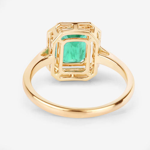 Bids.com 1.62 Carat Genuine Ethiopian Emerald and White Diamond 14K Yellow Gold Ring Rings